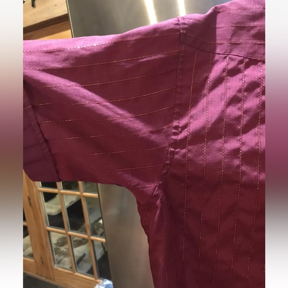 Panhandle Slim S/S Western Shirt Men’s L 16.5 Cranberry Gold Stripe Pearl Snaps - Picture 10 of 12